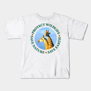 Wildlife Conservation Earth Day Giraffes Kids T-Shirt